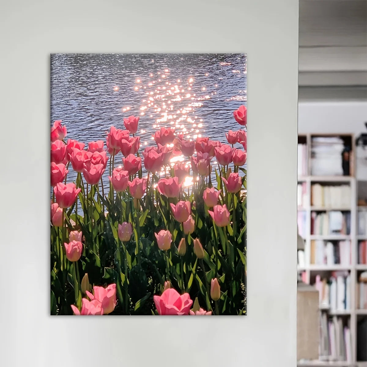 Framed Canvas Poster Pink Flower Artist Home Wall Decor