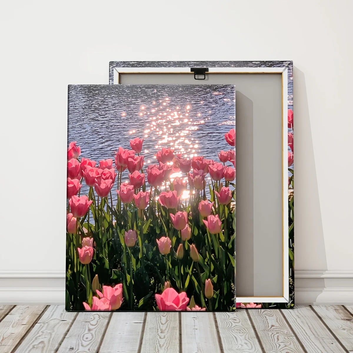 Framed Canvas Poster Pink Flower Artist Home Wall Decor