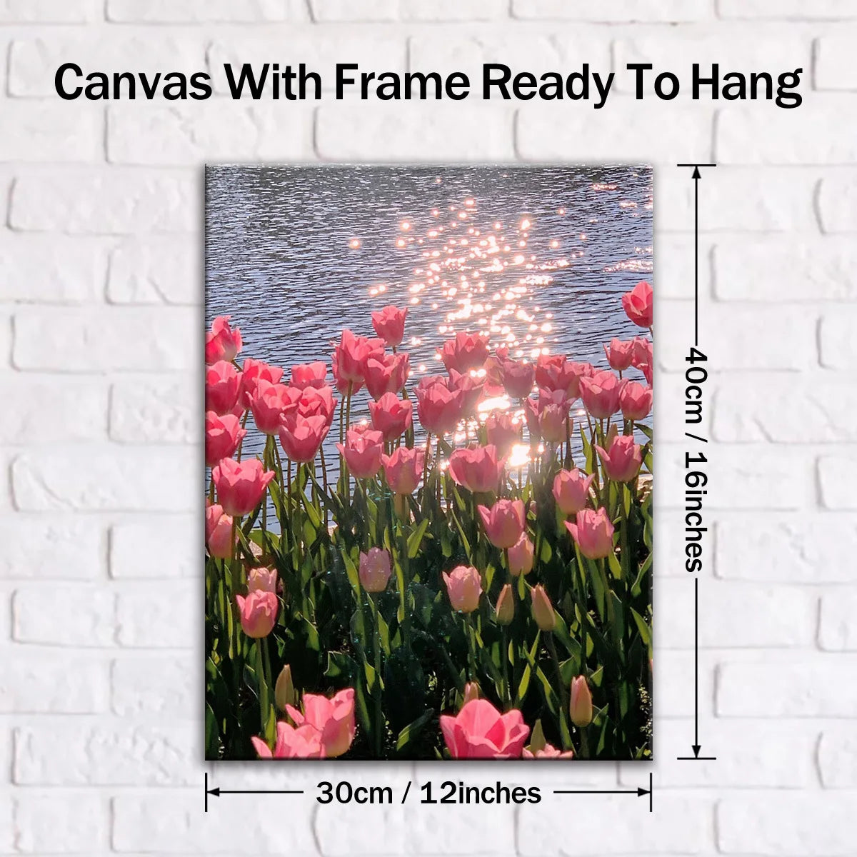 Framed Canvas Poster Pink Flower Artist Home Wall Decor