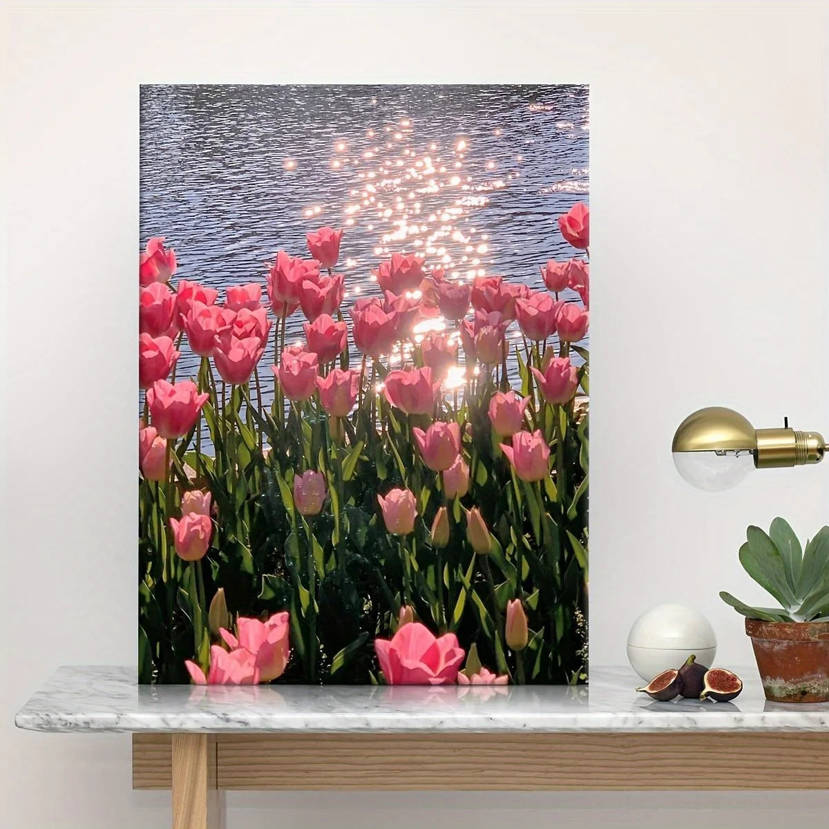 Framed Canvas Poster Pink Flower Artist Home Wall Decor